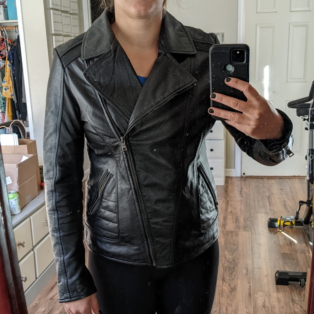 Asymmetrical Black Leather Jacket
